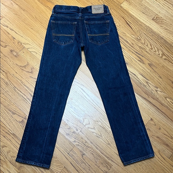 A & F Button Fly Slim Straight Thick Strong Warm Denim Blue Jean Mens W/28 L/30 - Picture 3 of 12